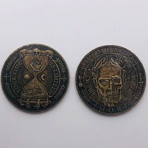 Metal Your Time is Limited Coin 1.6" Pendant Charm Memento Mori Antique Style